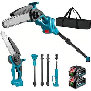 Yofidra 2 in 1 Motosega a Batteria Telescopica, Asta rimovibile 2,4 m | Motosega da Potatura Elettrica, 2 Batterie da 3.0Ah, Sega a Batteria per Potatura Rami e Potare Alberi