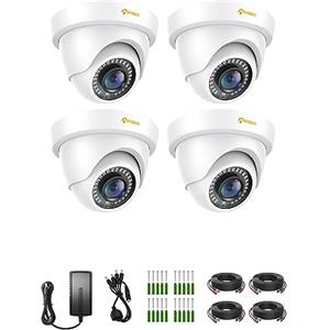 Anlapus 4pcs 1080P Telecamera di Sorveglianza per DVR Kit Videosorveglianza, 20M Visione Notturna, Bianco