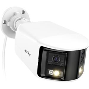 ANNKE Telecamera PoE 8MP, Doppio Obiettivo, Vista Panoramica 180° | Telecamera IP 4K da Esterno, Visione Notturna a Colori, IA Persone/Veicoli, Audio Bidirezionale, Allarme, IP67