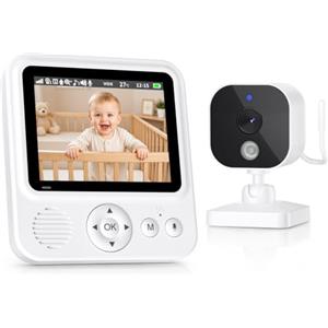 BURNNOVE Baby Monitor Video e Audio 2.8" IPS 720P VOX 96H | Senza WiFi, FHSS 2.4GHz, Zoom 2X/4X, Visione Notturna, Audio Bidirezionale, 8 Ninne Nanne e Temperatura