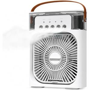 FENIX HOME Ventilatore Raffrescatore Portatile con Umidificatore 600ml | Air Cooler USB 5V, Timer 1-3h, 3 Velocità, Nebulizzazione e Luce LED 7 Colori, Mini Climatizzatore da Scrivania