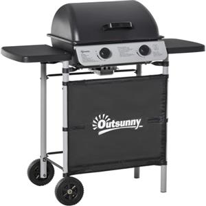 Mediawave Store Barbecue a Gas 2 Bruciatori con Coperchio e Ripiani Laterali