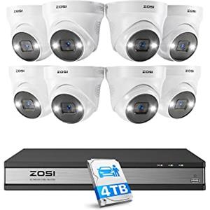 ZOSI 4K 16CH PoE Kit Telecamera Sorveglianza, NVR 4TB con Telecamera 3K | Visione Notturna a Colori, Rilevamento Persona/Veicolo, Allarme Sonoro e Luminoso, Registrazione 24/7