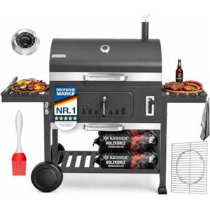 KESSER® Barbecue con Carrello XXL Barbecue a carbonella con Coperchio, Ruote, Manico in Acciaio Inox, griglia e termometro a carbonella,Grande Barbecue a carbonella Barbecue da Campeggio