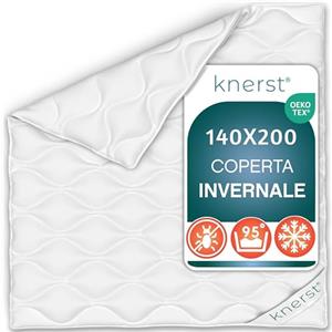 KNERST PolarDream Piumino Invernale 140x200 Microfibra, Made in UE | Piumone invernale, Coperta calda, Ökotex, traspirante, anallergico, lavabile, morbido, microfibra