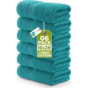 Utopia Towels Set 6 Asciugamani Lusso, 41 x 71cm, 100% Cotone, Turchese | Filato Ad Anello, Leggeri e Altamente Assorbenti, Per Bagno, Viaggi, Campeggio, Hotel e Spa, Lavabile in Lavatrice