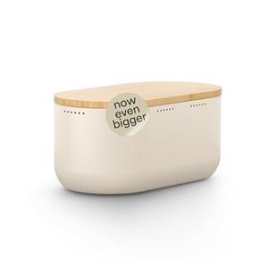LARS NYSØM Portapane Moderno in Metallo - Contenitore Porta Pane da Cucina | 34.5x18.5x15.8cm Acciaio Inox Portapane - Freschezza Duratura - Piedini Antiscivolo e Coperchio in Bambù Adatto come Tagliere