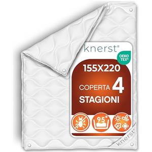 KNERST Piumino 4 Stagioni 155x220 Microfibra, Trapunta, Made in UE | Piumone letto, Coperta letto, Ökotex, traspirante, lavabile, morbido, termoregolatore, per letto singolo e matrimoniale
