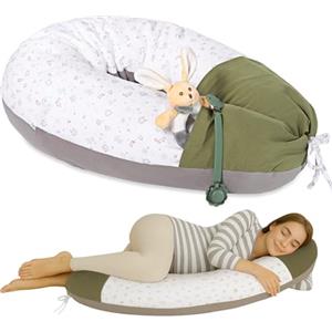 baby idea Cuscino Gravidanza per Dormire e Allattamento Con Tasche DoDo - Sciarpina in Omaggio - In Mussola e Gersey - Federa Sfoderabile e Lavabile 100% Cotone - Made in Italy (Verde)