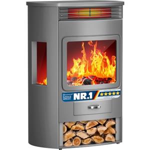 KESSER® Prio Camino elettrico con stufa, termoventilatore, telecomando 950/1900 W caminetto elettrico, effetto fiamma LED Caminetto elettrico