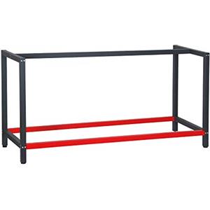 Wiltec Telaio per banco da lavoro in acciaio antracite-rosso, gambe per banco da lavoro, telaio per tavolo 175 x 57 x 81 cm