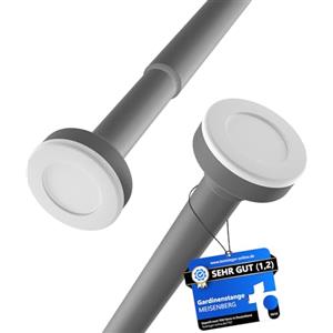 MEISENBERG Bastone Tenda Doccia Estensibile 140-250 cm, Ø25mm, Grigio - Bastoni per Tende a Pressione, Asta Telescopica, Regolabile, Montaggio senza fori per Finestre, Bagno, Armadio, Cucina, Balcone