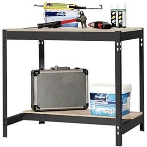 Simon Rack Banco da lavoro officina 910x610 mm - BT0 | Portata 400 kg, Piano in legno 16 mm, Vernice anticorrosione, Montaggio sistema a clic, Antracite