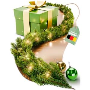ArtiTree Ghirlanda Natalizia con Illuminazione LED, Verde, 270 cm