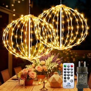 AGOTD Luci Natalizie Esterno a Sfera LED [30cm, 124 LED] IP44 Impermeabili - Controllo Telecomando con 8 Modalità e Timer - Luci da Giardino per Natale, Decorazione Esterno