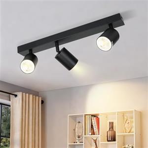 ZMH Plafoniera LED nera faretto da soffitto: lampada da soffitto GU10 | faretti 3 lampadine, faretto da soffitto orientabile a 350°, lampada da corridoio moderna, cucina, senza lampadina