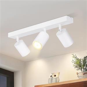 ZMH Plafoniera LED bianca faretto da soffitto: lampada da soffitto GU10 | faretti 3 lampadine, faretti da soffitto orientabili a 350°, faretto da parete industriale per soggiorno, senza lampadina