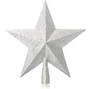 com-four® Stella Glitterata per Albero di Natale, Decorazione Natalizia | Stella Color Argento con Glitter - Ornamento per l'Albero di Natale