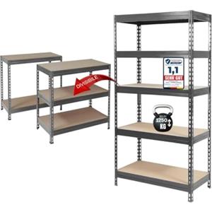 KARAT Scaffalatura per carichi pesanti, per cantina, magazzino, banco da lavoro, portata fino a 1250 kg, montaggio rapido e stabile (grigio antracite, 180 x 90 x 45 cm)