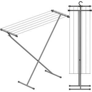 Rörets Stendibiancheria da Balcone Compact Space Grey - Modello Salvaspazio Allungabile in Alluminio e Plastica con Gancio, Piedini Antiscivolo e 5,5 m di Filo - 90 x 32 x 83 cm