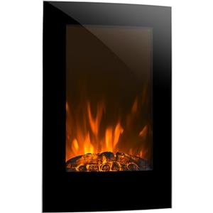 Klarstein Camino Elettrico 2000W, Caminetto con Fiamma LED a Basso Consumo, Riscaldatore con Termostato, Telecomando e Timer, Spazio Portalegna
