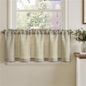 TOPICK Tenda Cucina Tende Corte Piccole Brise Taupe 125x40 cm 1 Pannello | Tenda Cucina con Passante per Traversa Per Finestra, Vento Armadio, Mobile Basso, Camera e Copertura Sotto Lavandino