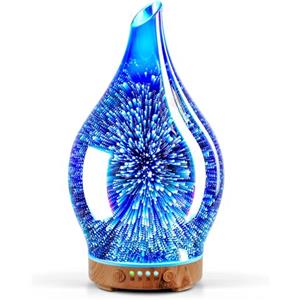 Porseme Diffusore di aromi 150ml,Vetro soffiato a mano,Silenzioso | 3D Umidificatore Ultrasuoni, 7 LED che Cambiano Colore, senza BPA, Diffusore per Ambienti con Timer per casa,yoga (Silver)