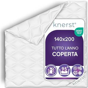 KNERST Piumino Mezza Stagione 140x200 Microfibra, Trapunta, Made in UE | Piumone, Coperta letto, Ökotex, traspirante, anallergico, lavabile, morbido, microfibra