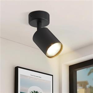 ZMH Plafoniera LED nera faretto da soffitto: faretti da soffitto GU10 1 | lampadina faretti da soffitto orientabili a 330°, lampada da corridoio faretto da parete inducamera da letto, senza lampadina