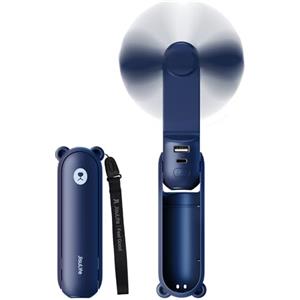 JISULIFE Mini ventilatore portatile, ventilatore portatile 3 IN 1, piccolo ventilatore tascabile portatile USB ricaricabile, ventilatore a batteria [14-21 ore di lavoro] con power bank, funzione-blu