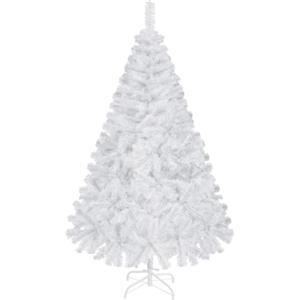 Yaheetech Albero di Natale Artificiale Folto 154cm con Base Metallo Bianco | 398 Rami in PVC Ignifugo Effetto Realistico, Base Pieghevole Salvaspazio, Ideale per Decorazioni Natalizie Casa e Negozio