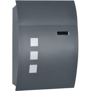 HOMCOM Cassetta Postale Ricurva da Esterno 3 Fessure 45x10x32 cm Grigio | Acciaio Zincato, 2 Chiavi di Sicurezza Incluse
