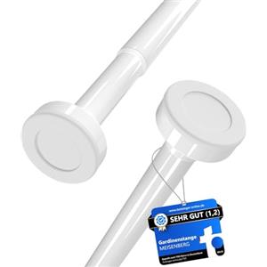 MEISENBERG Bastone Tenda Doccia Estensibile 90-160 cm, Ø25mm, Bianco - Bastoni per Tende a Pressione, Asta Telescopica, Regolabile, Montaggio senza fori per Finestre, Bagno, Armadio, Cucina, Balcone