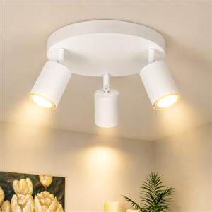 ZMH LED Corridoio Plafoniere Soggiorno - Faretto da soffitto a 3 fiamme | Faretto da soffitto moderno bianco rotondo GU10 Faretto da corridoio in metallo Design orientabile