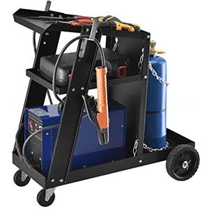 pro.tec. Carrello per Trasporto Saldatrice in Acciaio a 3 Ripiani con Portabombola Carrello Porta Utensili Attrezzi per Saldatura con Ruote da Officina Garage
