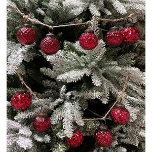 MC Trend, Set di 2 ghirlande di palline di Natale in vetro di lusso, diametro 5 cm, decorazioni natalizie (2 ghirlande ornamentali rosse)