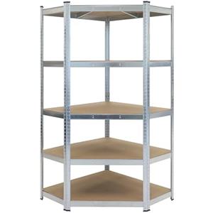 casa pura Scaffale angolare, per carichi pesanti, 180 x 90 x 40 cm, scaffale e banco da lavoro, scaffale per cantina, scaffale angolare zincato, 180 x 90 x 40 cm