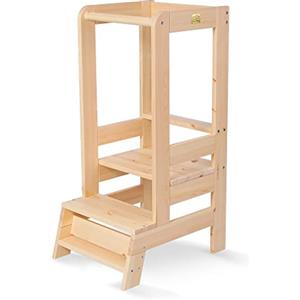 MEOWBABY Torre Montessoriana in Legno per Bambini - Torre di Apprendimento, Learning Tower, Naturale