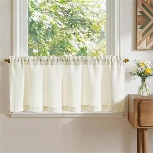TOPICK Tende moderne per soggiorno e cucina bianco 40 x 140 cm 1 tendine | tenda da bistrot porta finestra set da 1 tendine da cucina, effetto lino, corte stile country roulotte