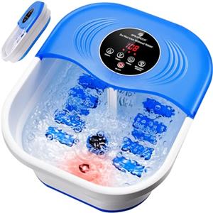 SPA4PIEDS Pediluvio massaggiatore piedi con riscaldamento, regolazione precisa della temperatura tramite display LCD, timer, bolle d'aria e pietra pomice, pediluvio idromassaggio, regalo benessere (Blu)