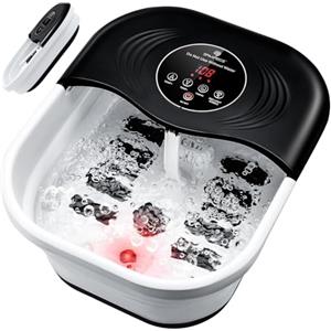 SPA4PIEDS Pediluvio massaggiatore piedi con riscaldamento, regolazione precisa della temperatura tramite display LCD, timer, bolle d'aria e pietra pomice, pediluvio idromassaggio, regalo benessere (nero)
