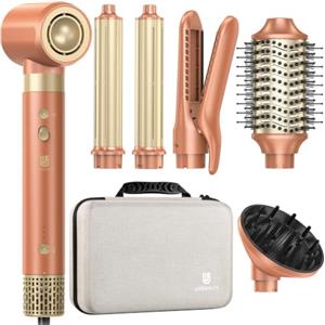 webeauty Asciugacapelli Ionico 7 In 1,Spazzola Rotante per Capelli Set Nuovo Upgrade | Doppia Tensione, Phon Capelli con Spazzola Asciugacapelli, 2 Arricciacapelli Automatico, Piastra Capelli, Diffusore
