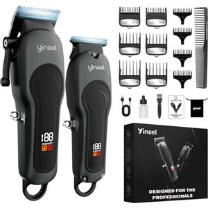 Yineel Tagliacapelli Professionale Uomo, Macchinetta per capelli e Barba | Tagliacapelli elettrico Senza Fili con Lama in Ceramica, 300 Min Autonomia, Ricarica USB-C, Display LED