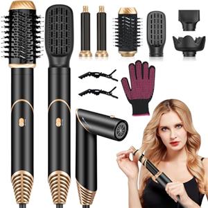 OHFAMO Air Styler 6 in 1 Styler Capelli, Spazzola Asciugacapelli, Spazzola ad Aria Calda, Arricciacapelli Automatico, Lisciante, Volumizzante e Diffusore per Ricci, Lisci, Volume