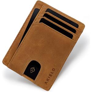 AKIELO Porta Carte di Credito con Blocco RFID in Confezione Regalo - Portafoglio Uomo Slim - Porta Tessere dal Design Minimalista (Collezione BRAVO)