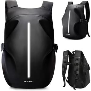 HYC00 Zaino da Moto per Uomo Donna Zaini Porta Casco Sacca Impermeabile Grande Capacità, Accessori Moto, Borsa per Casco Bici, Zaino Sportivo, Rifrangente per Viaggi, Campeggio, Ciclismo, Nero Grande