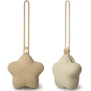 Moonkie Porta Ciuccio, Portaciuccio in Silicone(2 Pezzi), Porta Succhietto Senza BPA, Portaciuccio da Viaggio, Custodia Ciuccio per Bambini, Pratica Scatola Porta Ciuccio(Caffè chiaro/Giallo sabbia)