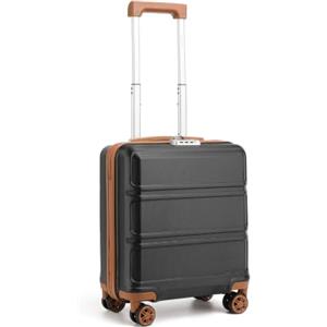 KONO Valigia Trolley Bagaglio a Mano easyJet 45x36x20 (16", Nero/Marrone) | Valigia easyJet da 28 L in ABS+PC con 4 ruote doppie girevoli e lucchetto a combinazione, ideale per viaggi brevi.