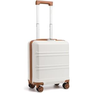 KONO Valigia Trolley Bagaglio a Mano easyJet 45x36x20 (16", Crema/Marrone) | Valigia easyJet da 28 L in ABS+PC con 4 ruote doppie girevoli e lucchetto a combinazione, ideale per viaggi brevi.