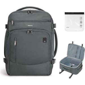 ECOHUB Zaino EasyJet 45x36x20, Zaino da Viaggio come Bagaglio a Mano Aereo | Cerniera SBS, Apertura a 180°, Scomparto per Laptop, Resistente all'acqua, Riciclato, Unisex, per Lavoro, Trekking, Grigio